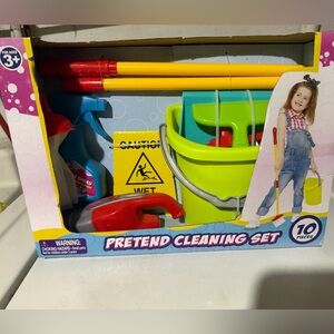 Kids Pretend Cleaning Set with Bucket and Mop - Multicolor